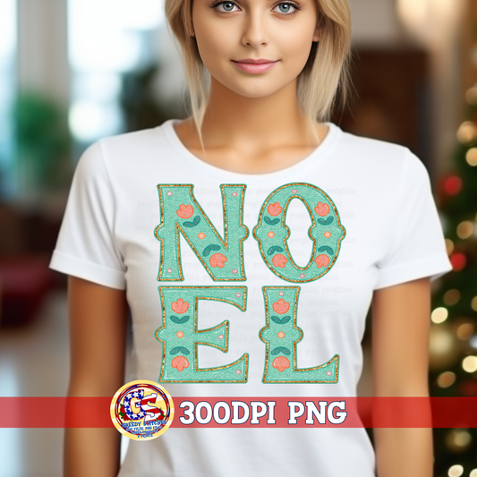 Noel Faux Chenille Sequin Embroidery PNG