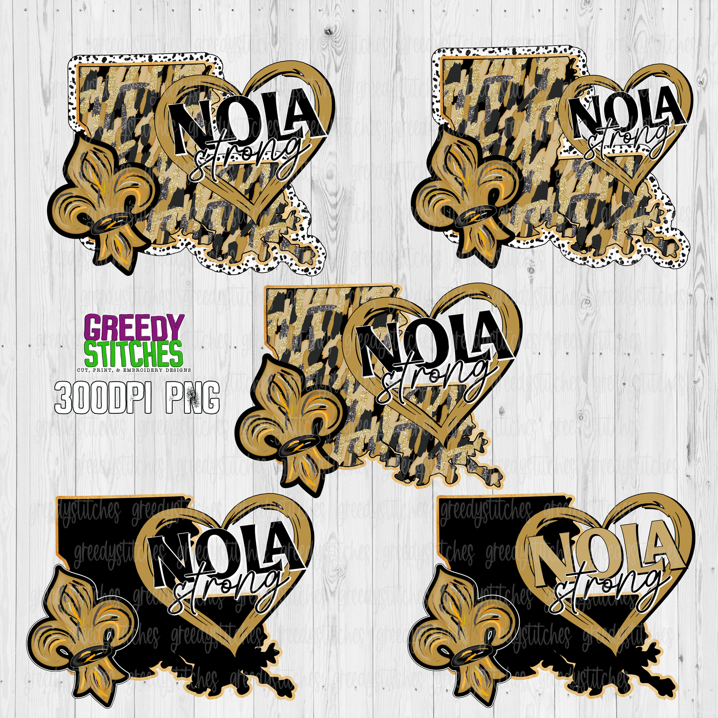 NOLA Strong PNG - 5 Design Bundle