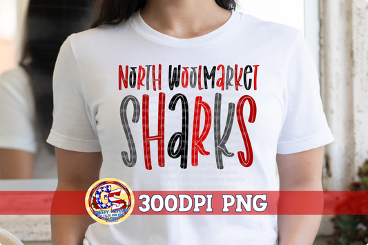 North Woolmarket Sharks PNG for Sublimation