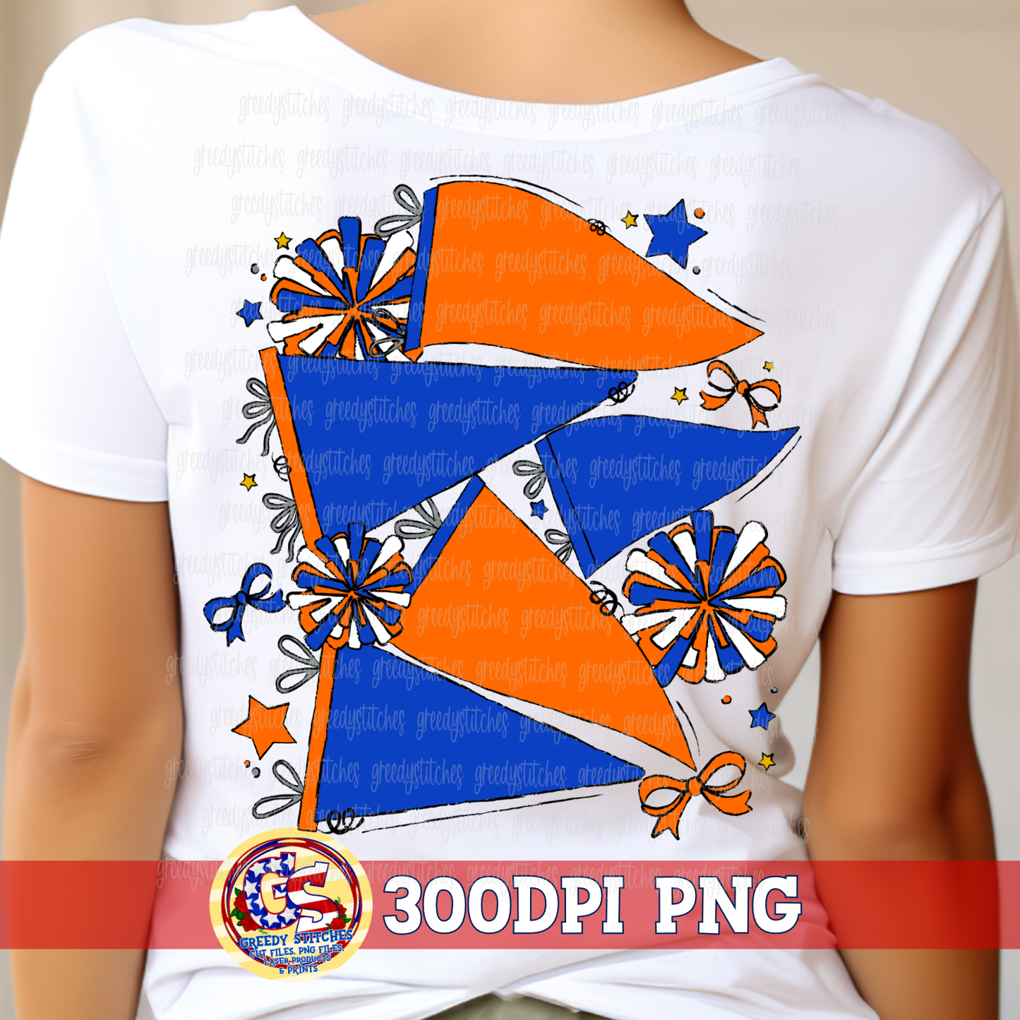 Royal Orange Spirit Pennants & Poms PNG - Homecoming PNG
