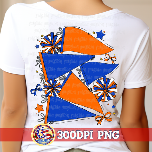 Royal Orange Spirit Pennants & Poms PNG - Homecoming PNG