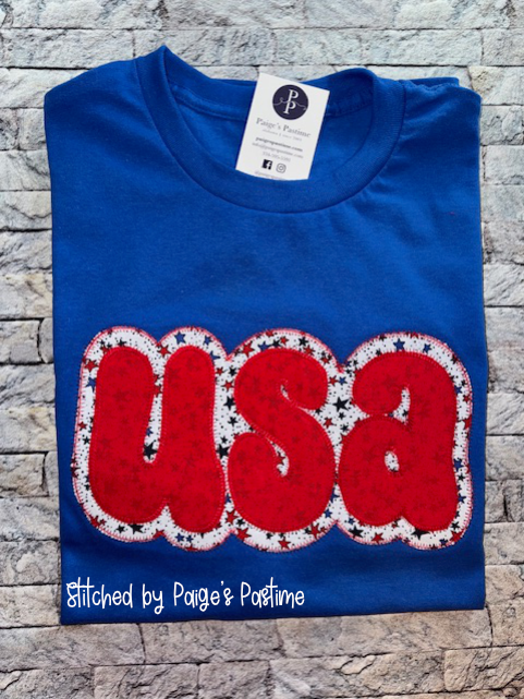 Groovy USA Double Applique Zig Zag Stitch Machine Embroidery Design
