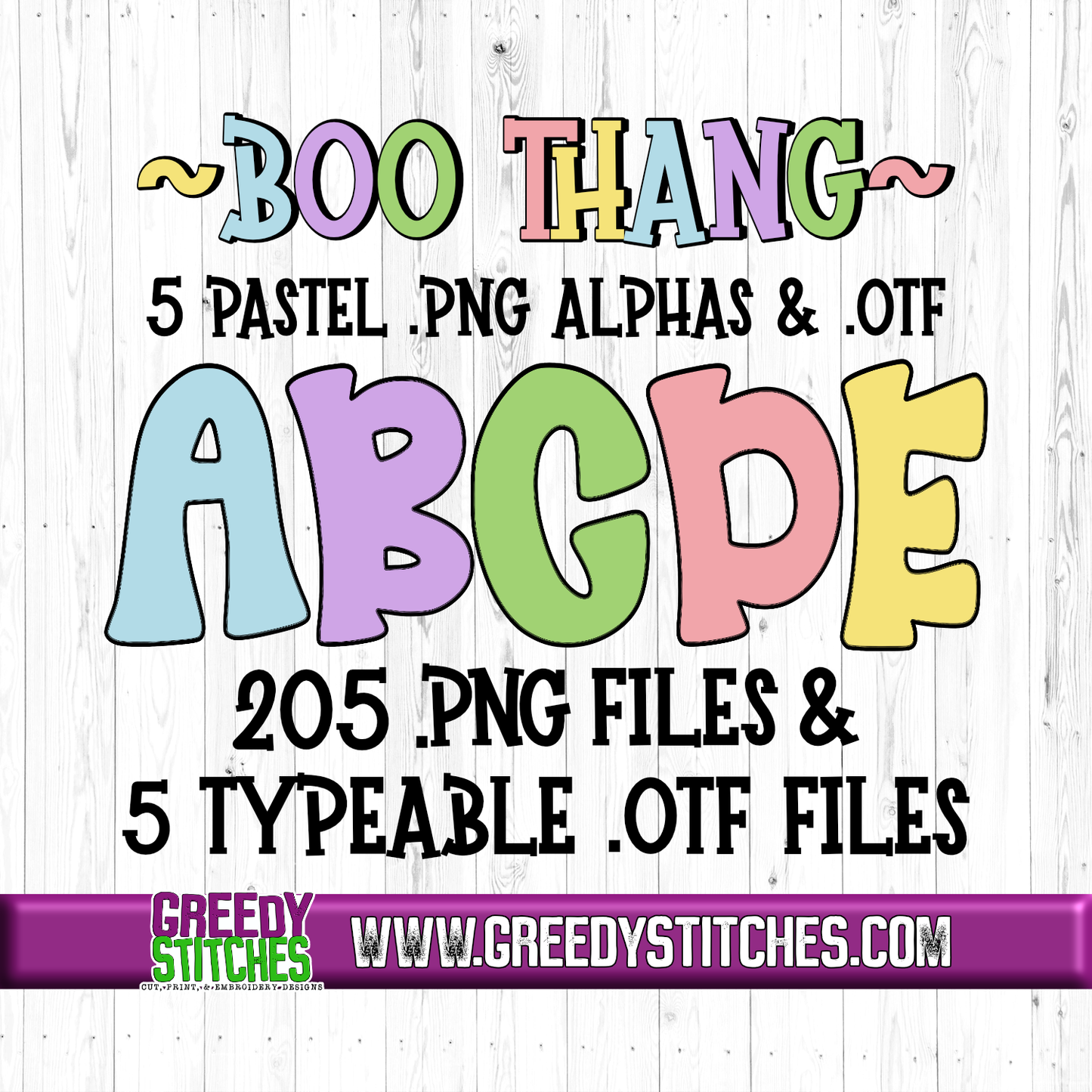 Boo Thang Pastel Alpha & Typeable .OTF Files - 5 Alpha Bundle