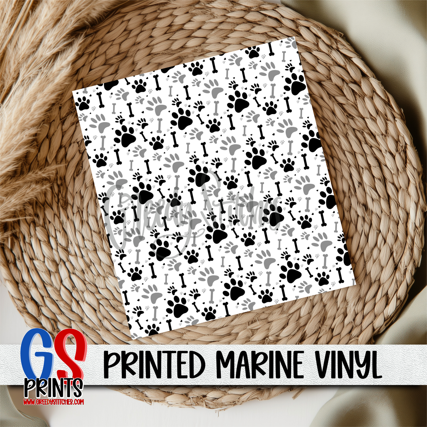 Dogs Paws and Bones Marine Vinyl
