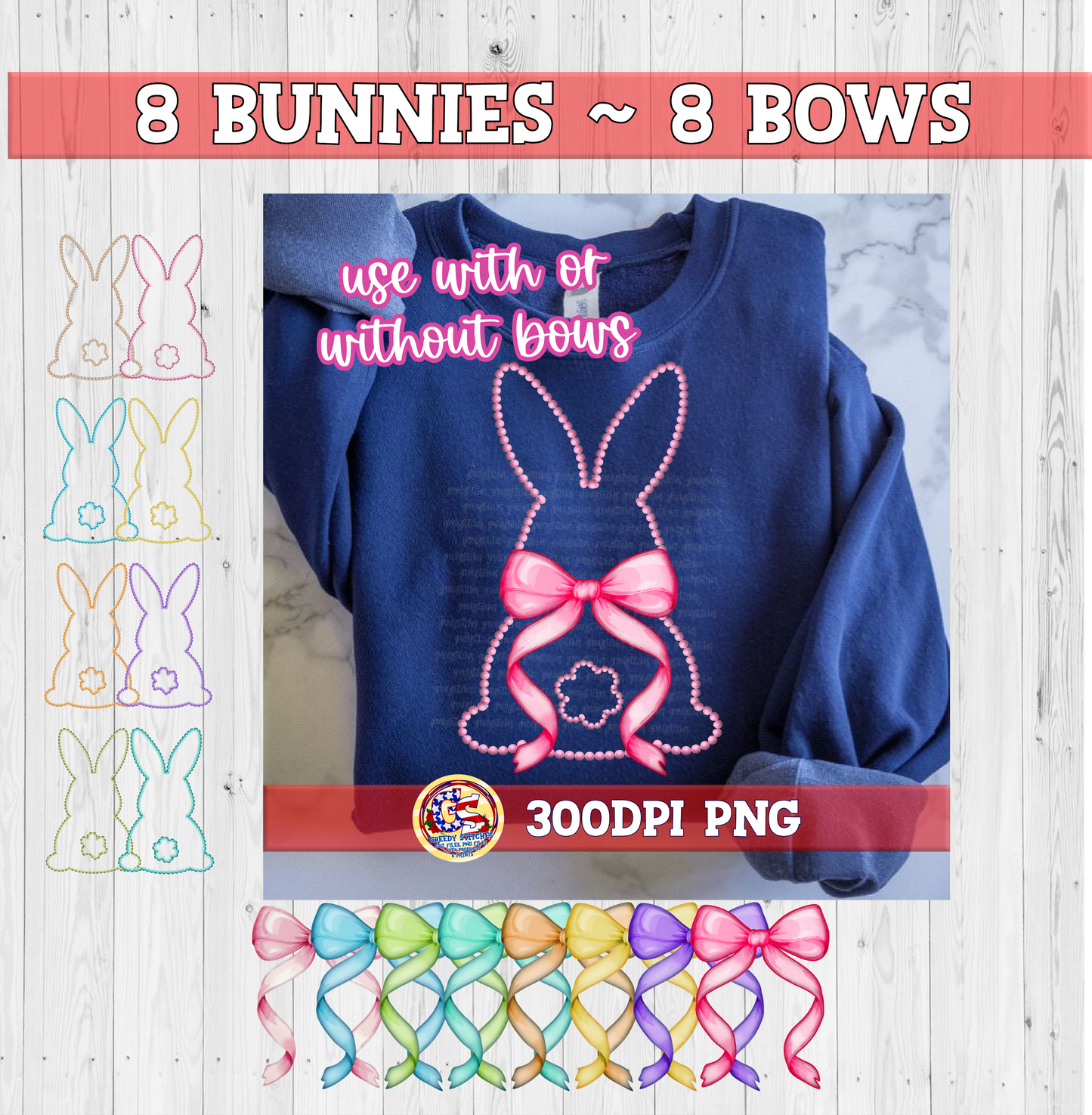 Pearl Bunny & Bow Bundle PNG - Easter PNG