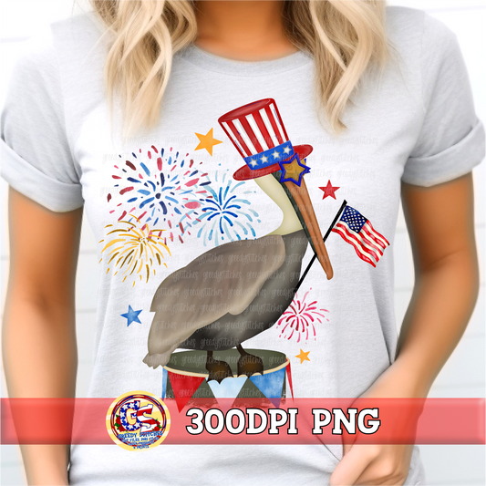 Patriotic July 4th Pelican PNG - Louisiana Pelican