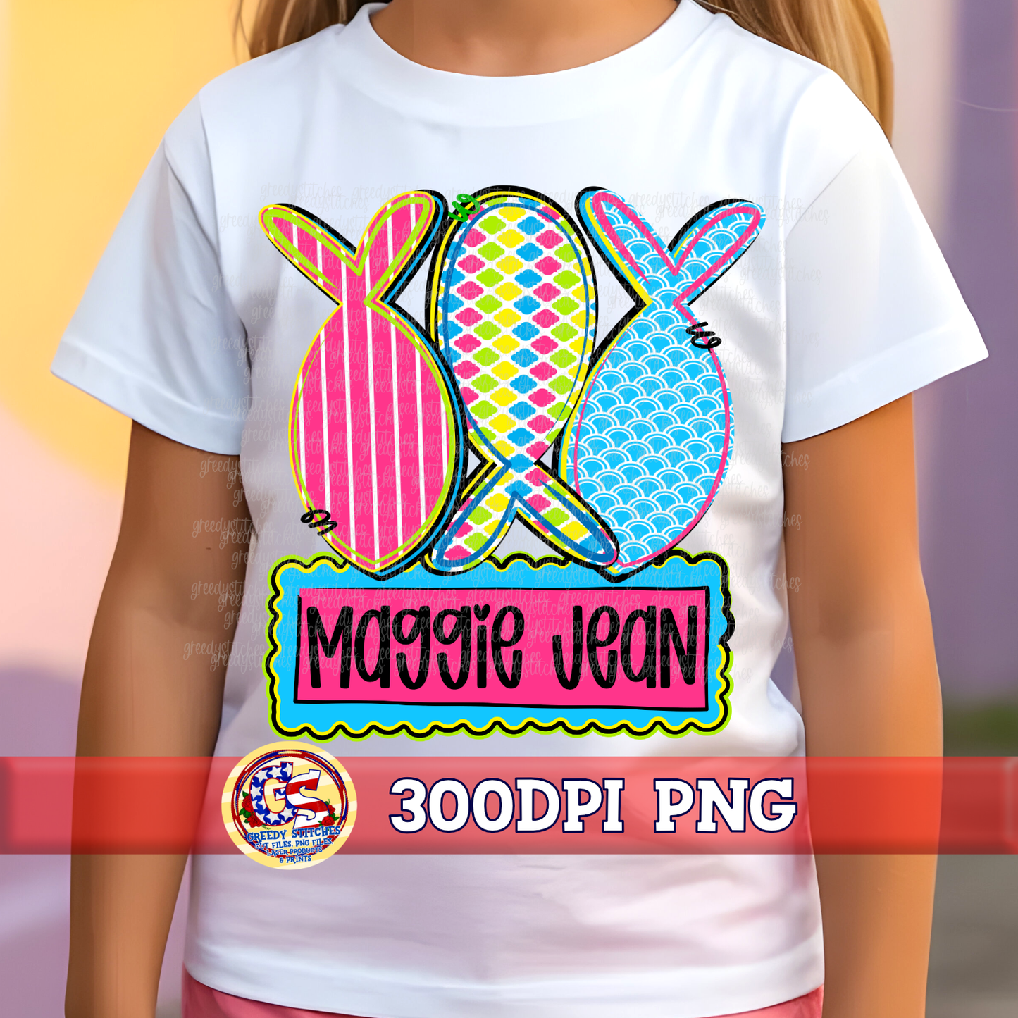 Pink Blue Neon Fish Trio with Name Plates PNG