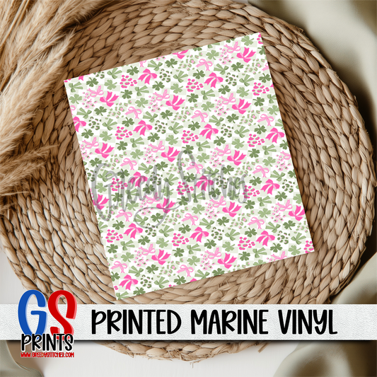 Green Clover Pink Bow Marine Vinyl