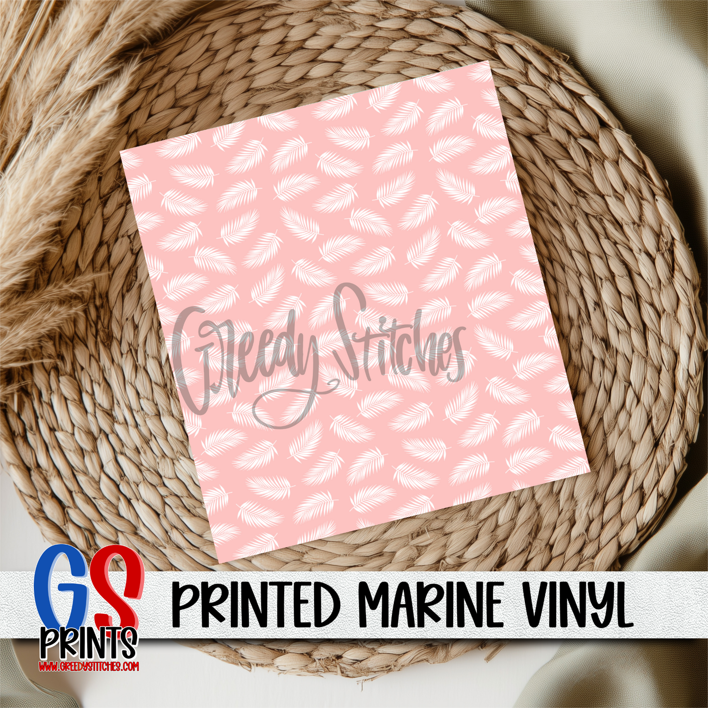 Tropical Pink Fronds Marine Vinyl