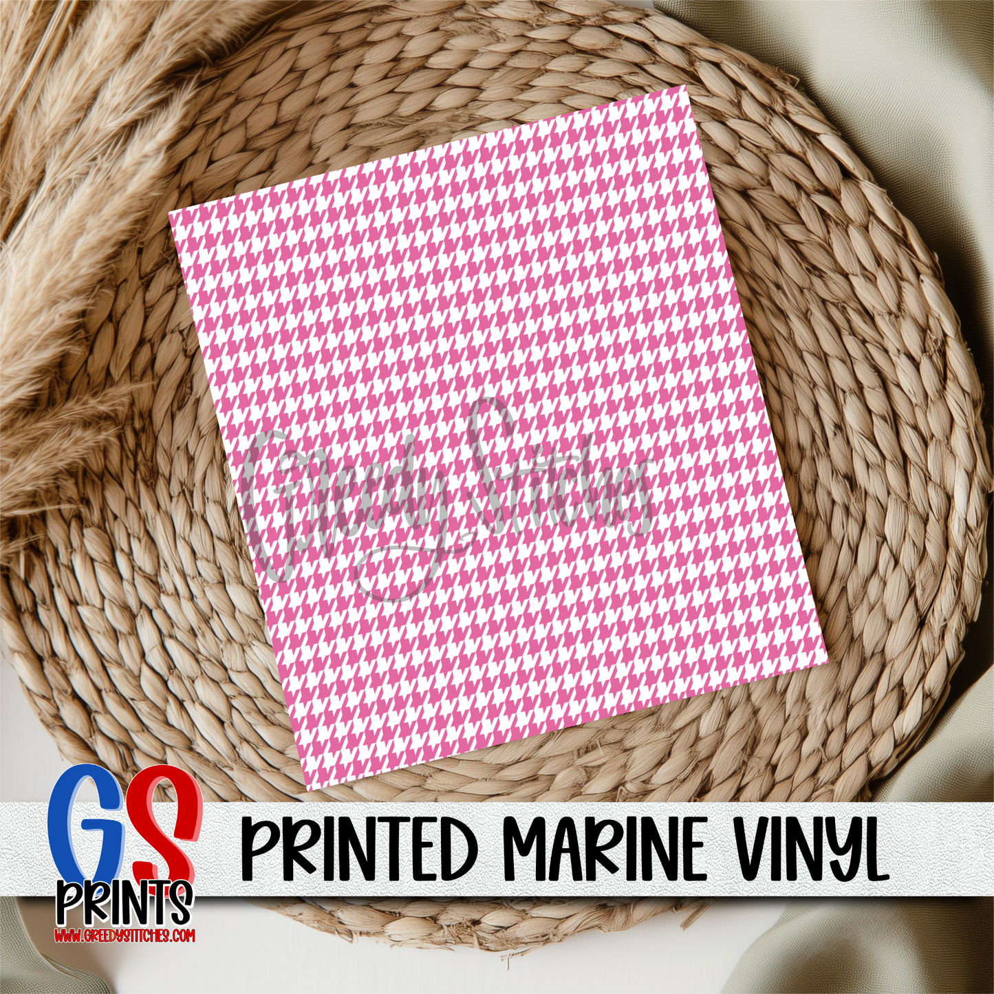 Pink Houndstooth Marine Vinyl