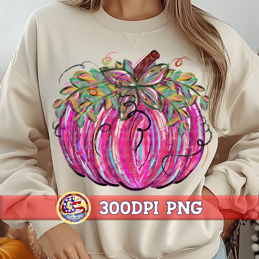 Hand Painted Pink Pumpkin PNG - Breast Cancer Awareness