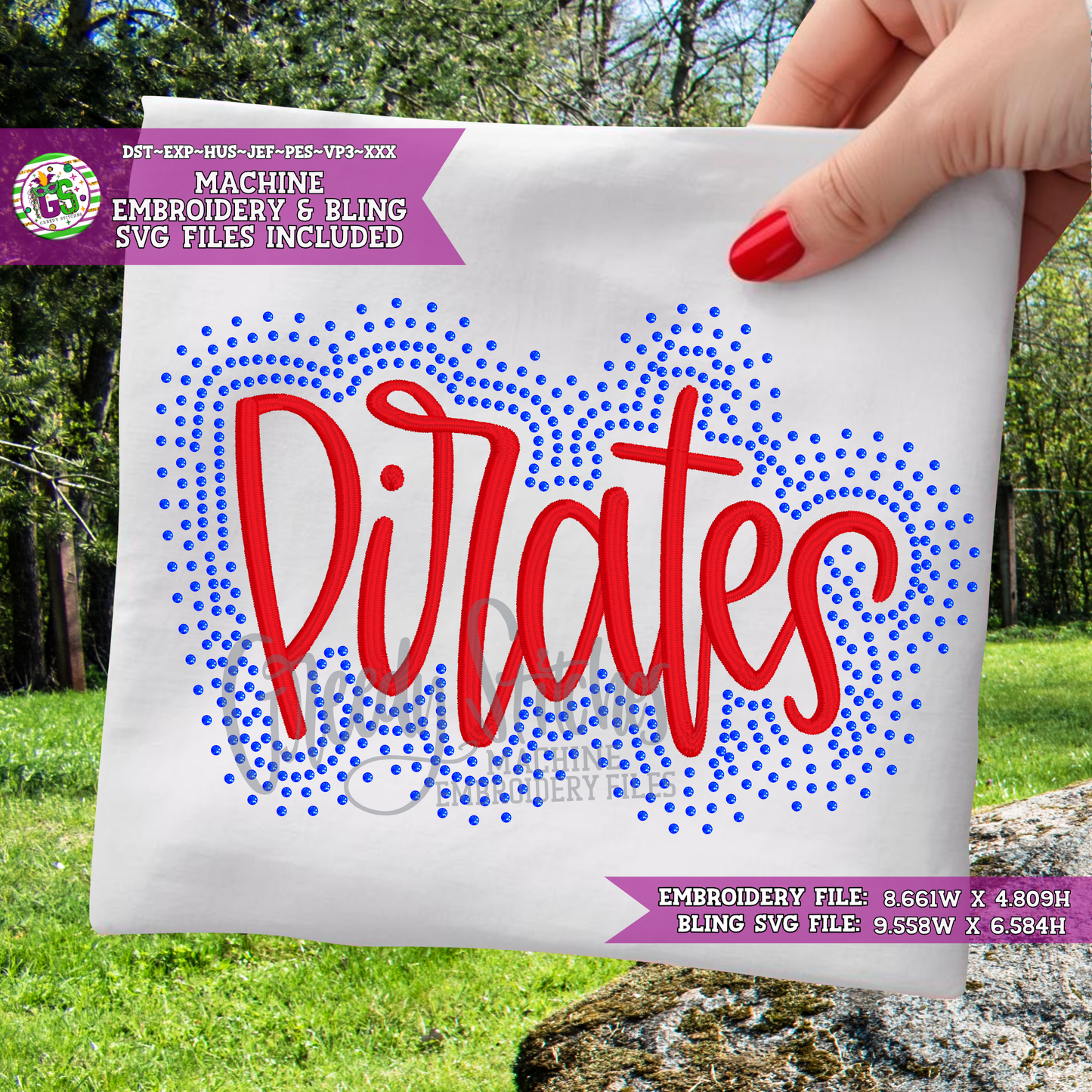 Pirates Script Bling & Machine Embroidery Design