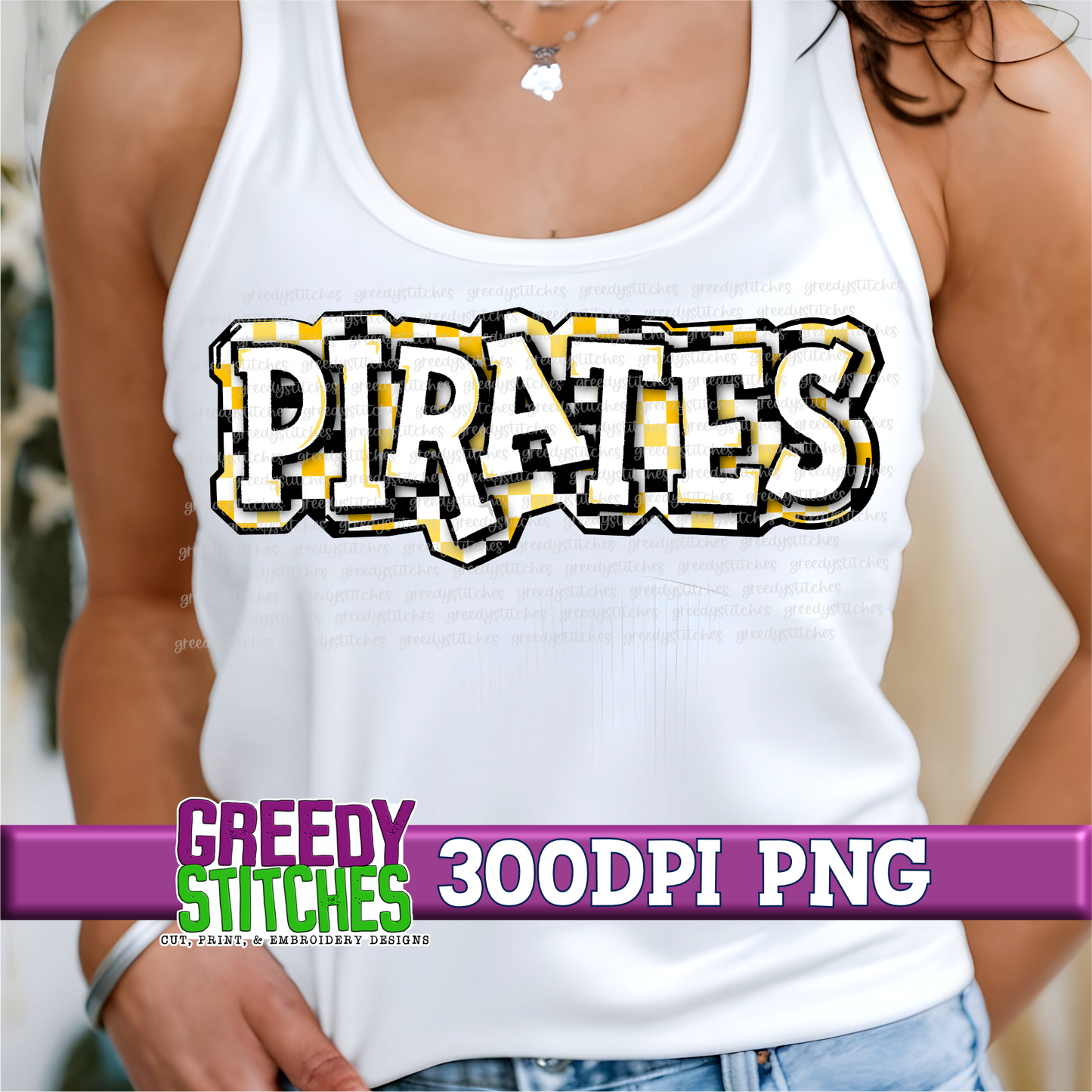 Checker Pirates Plate PNG - Black Yellow