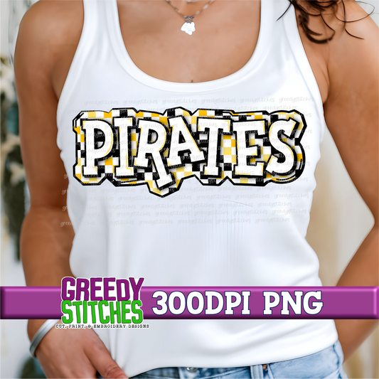 Checker Pirates Plate PNG - Black Yellow