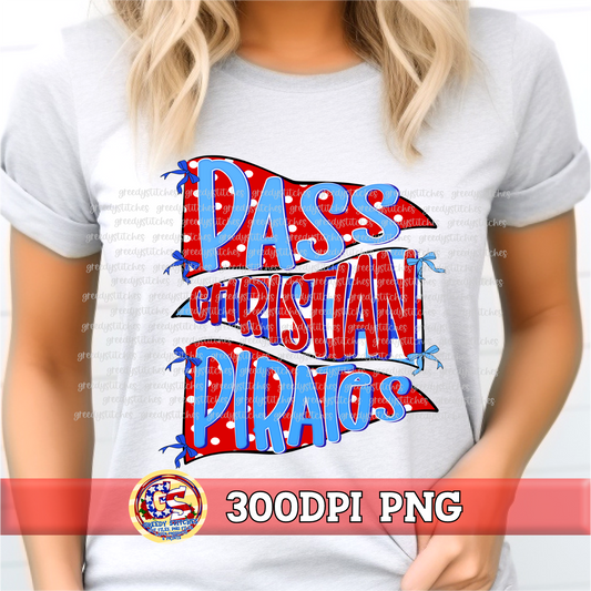 Pass Christian Pirates polka Check Pennants PNG