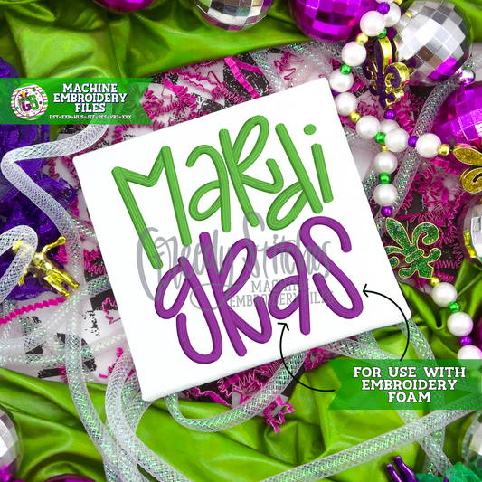 Wonky Mardi Gras for PUFF Machine Embroidery Design