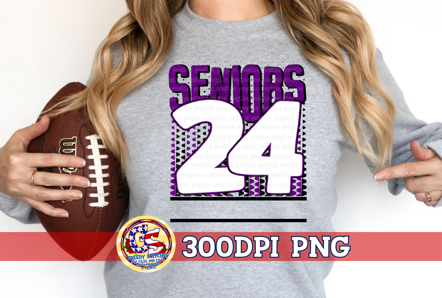 Seniors 24 Purple Black PNG for Sublimation