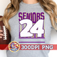 Seniors 24 Purple Gold PNG for Sublimation