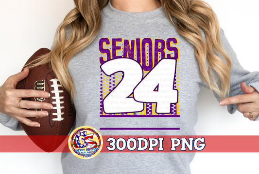 Seniors 24 Purple Yellow PNG for Sublimation