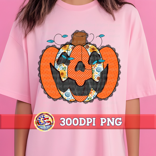 Quilt and Lace Pumpkin PNG - Halloween