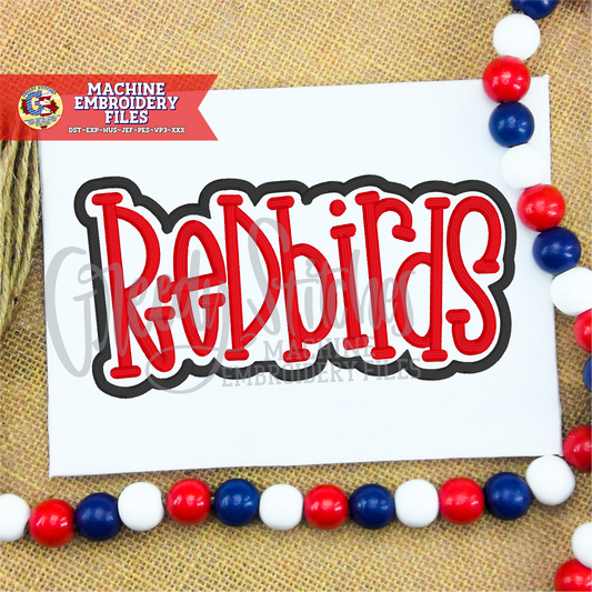 Redbirds Satin Stitch Machine Embroidery Design