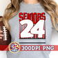 Seniors 24 Red Black PNG for Sublimation