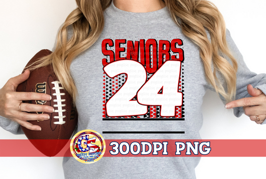 Seniors 24 Red Black PNG for Sublimation