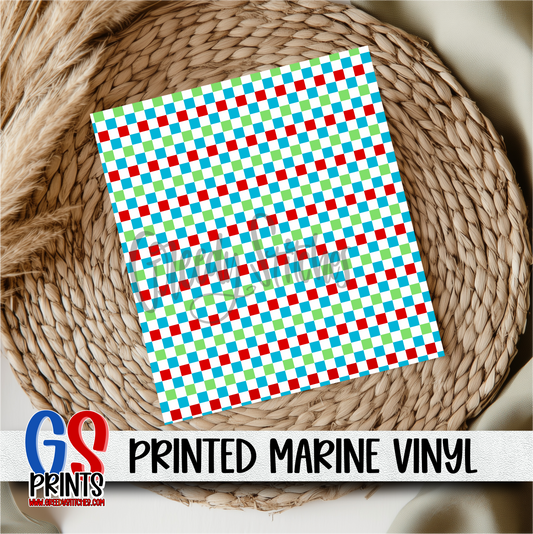 Red Green Blue Checker Christmas Marine Vinyl