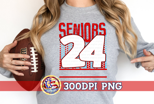 Seniors 24 Red Columbia Blue PNG for Sublimation