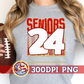 Seniors 24 Red Gold PNG for Sublimation