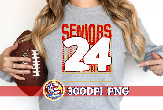Seniors 24 Red Gold PNG for Sublimation