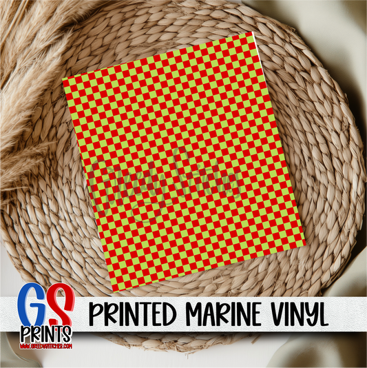 Red and Lime Green Checker Christmas Marine Vinyl
