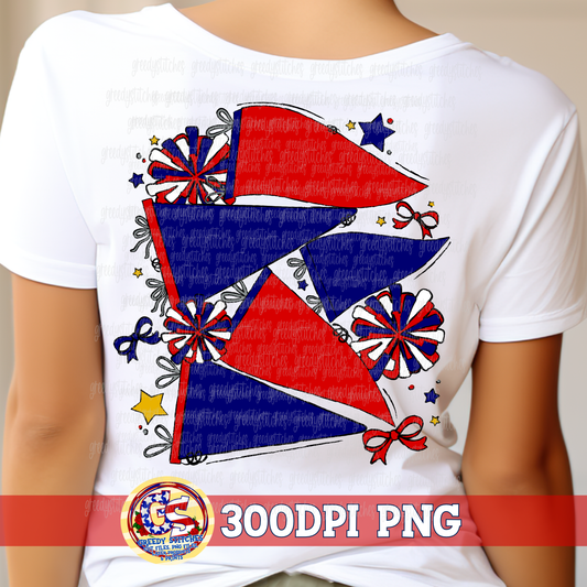 Red Navy Spirit Pennants & Poms PNG - Homecoming PNG