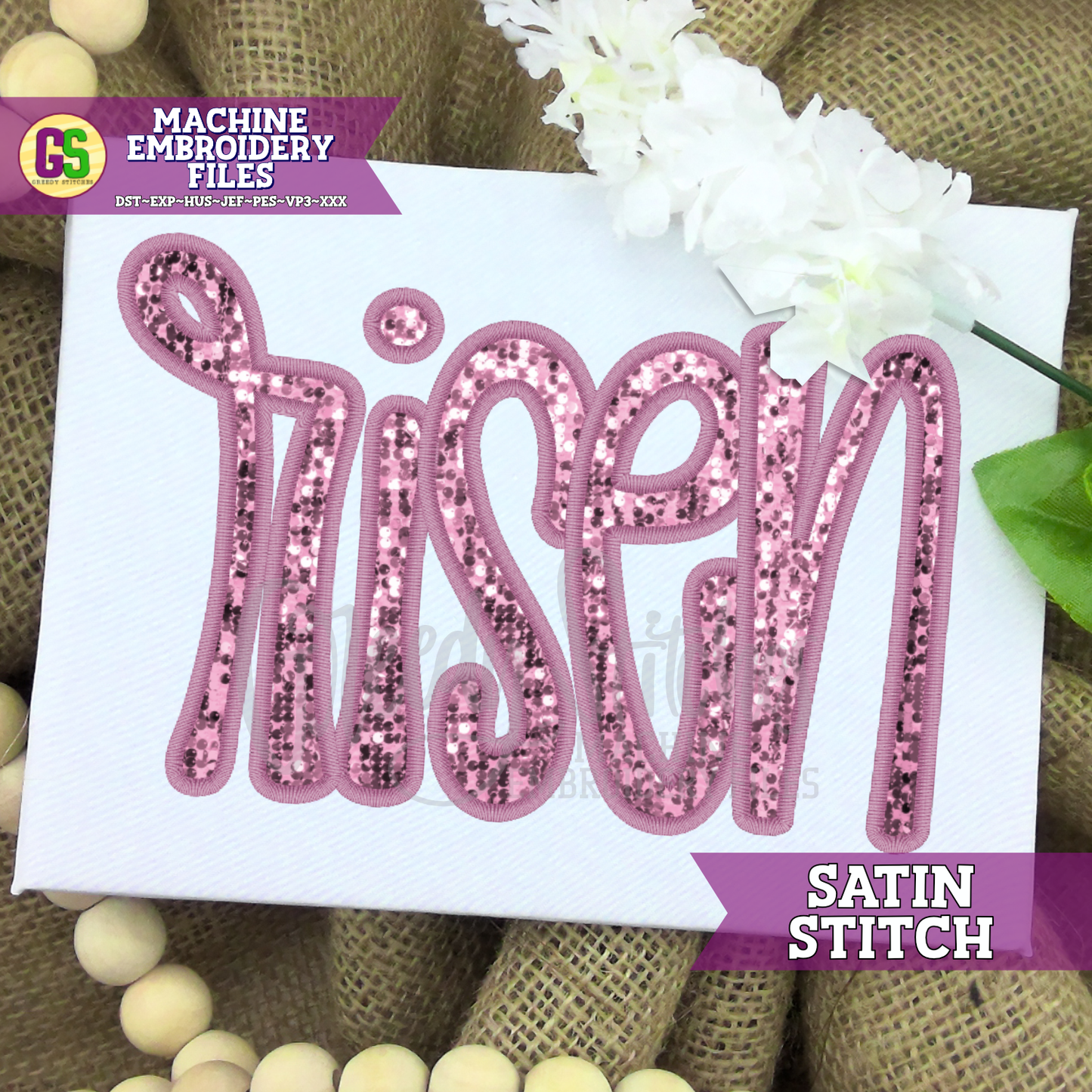 risen Satin Stitch Machine Embroidery Design - Easter