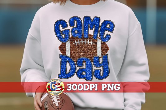 Royal Game Day Football Faux Embroidery Sequins PNG