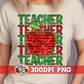 Faux Embroidered Sequin Teacher and Apple PNG for Sublimation