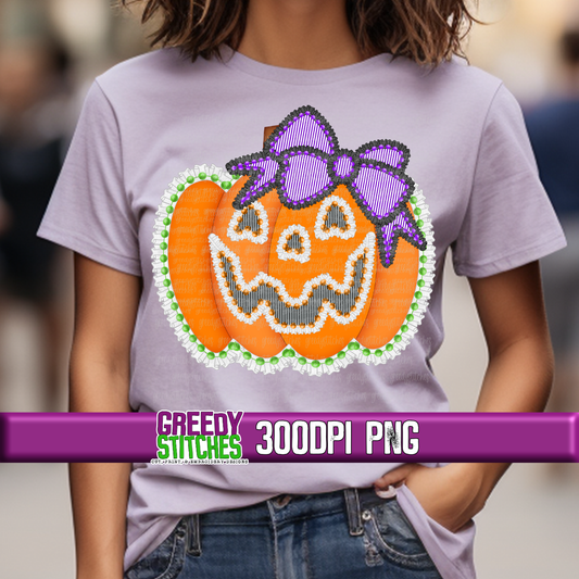 Ruffles and Pearls Pumpkin with Bow PNG - Halloween