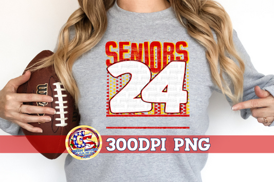 Seniors 24 Red Yellow PNG for Sublimation