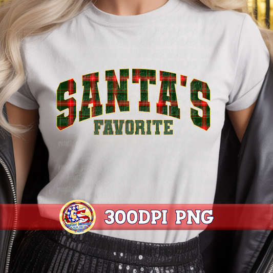 Santa's Favorite Christmas Plaid PNG