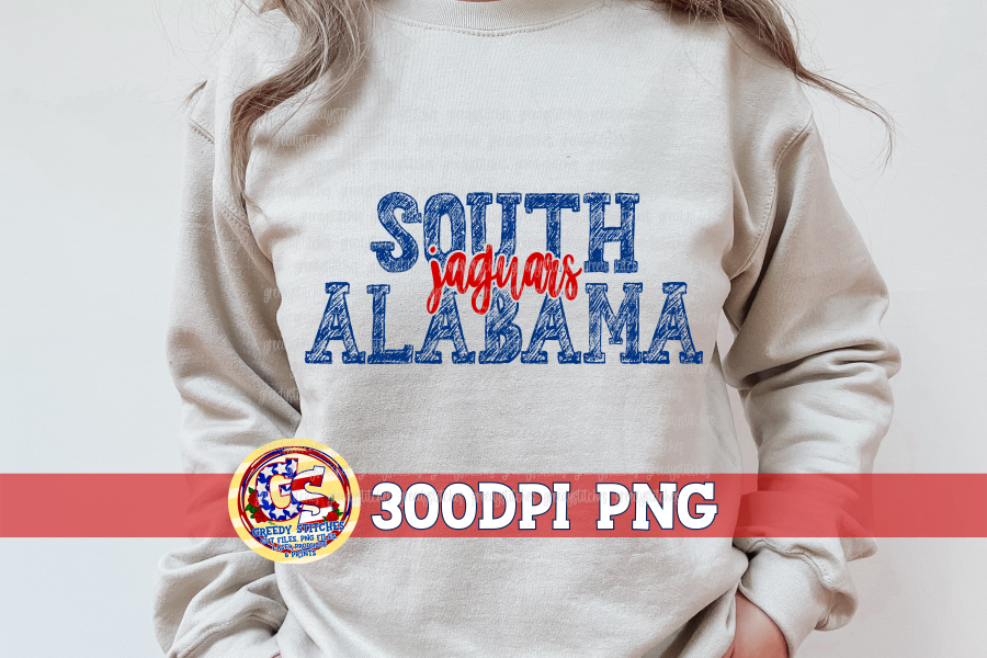 South Alabama Jaguars Scribble PNG for Sublimation