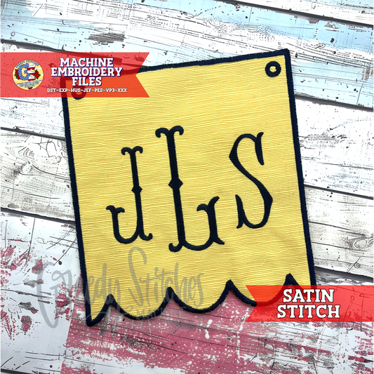 Hanging Banner Satin Stitch Machine Embroidery Design - ITH Embroidery