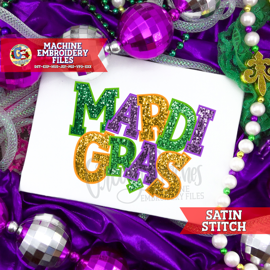 Mardi Gras Mashup Satin Stitch Applique Machine Embroidery Design