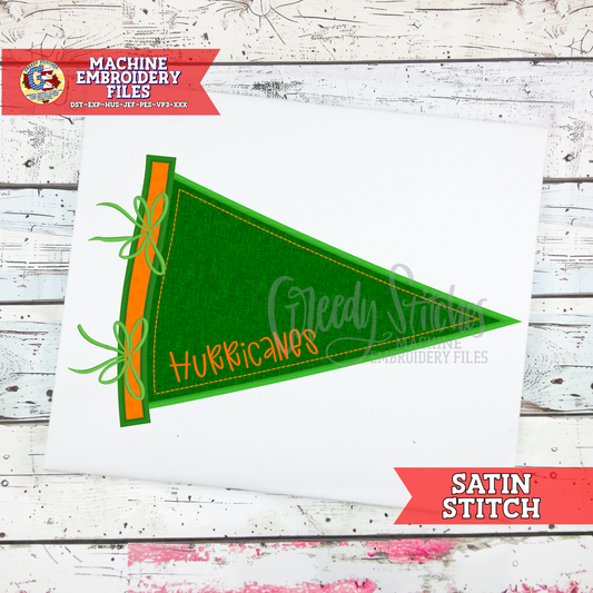 Pennant Satin Stitch Applique Machine Embroidery Design