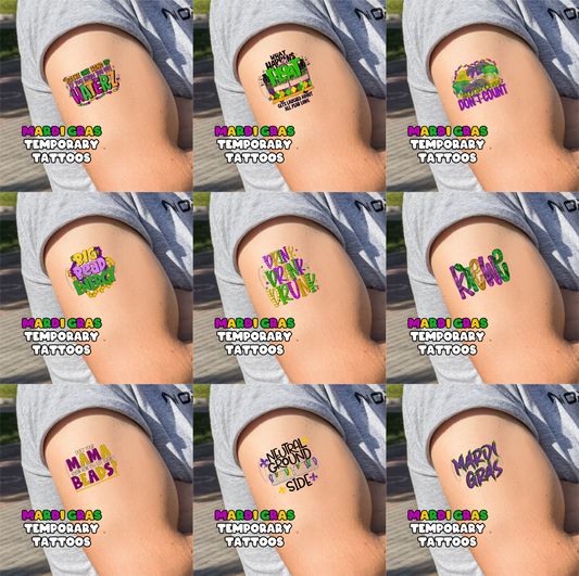 Mardi Gras Temporary Tattoos - Sheet 1