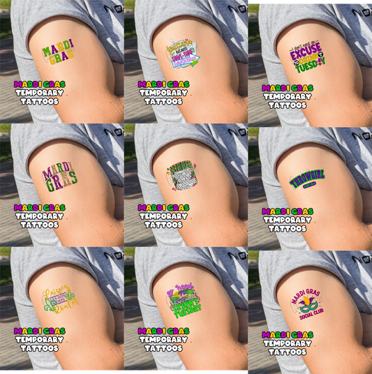 Mardi Gras Temporary Tattoos - Sheet 2