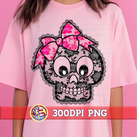 Lace Skeleton with Bow PNG - Halloween
