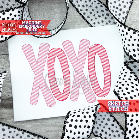 XOXO Sketch Stitch Machine Embroidery Design