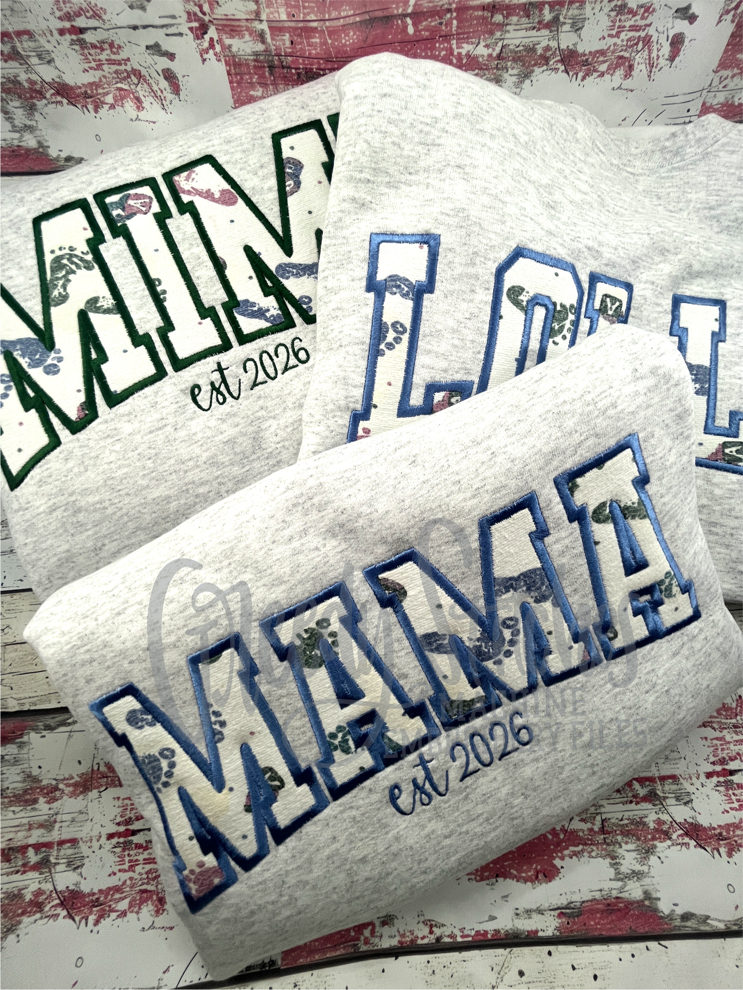 Mimi Arched Varsity Satin Stitch Applique Machine Embroidery Design