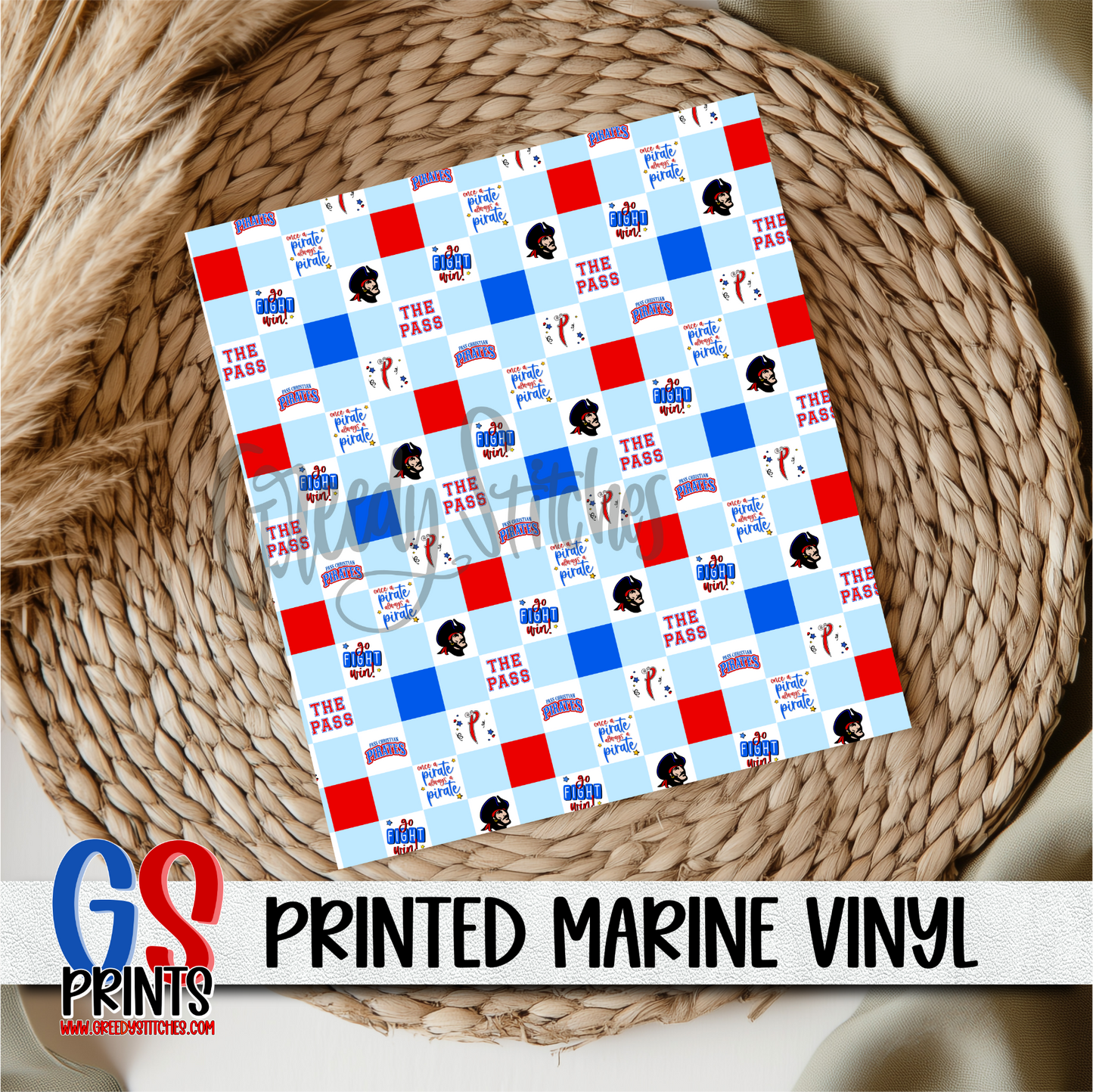 Pass Christian Pirates Checker Marine Vinyl