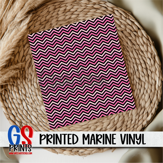 Pink Black Chevron Printed Marine Vinyl